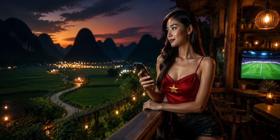 Người hâm mộ bóng đá tại Ninh Bình theo dõi kèo thể thao qua điện thoại bên ly cà phê